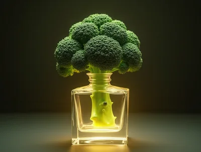 Broccoli Floret Inside A Glass Perfume Bottle