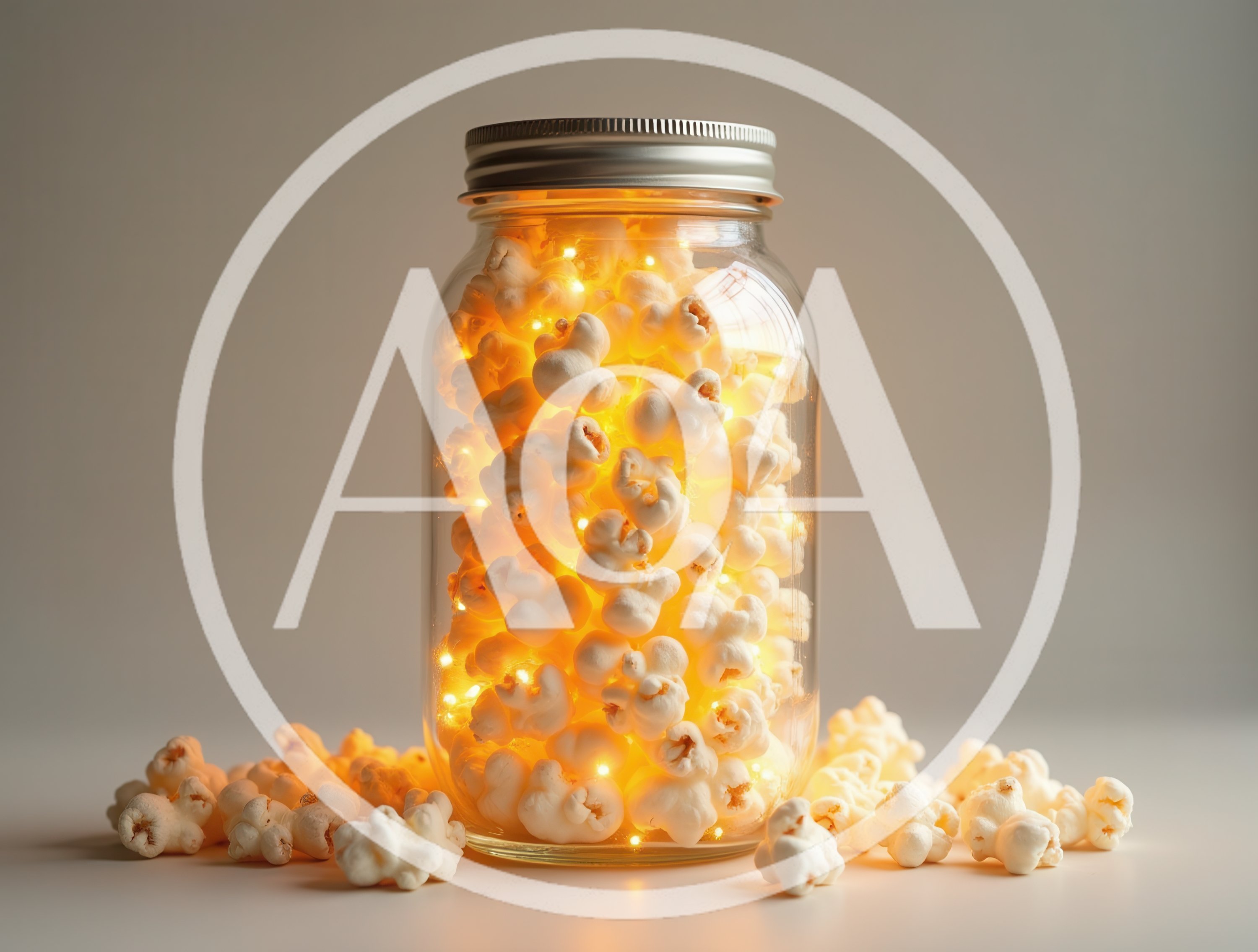 Popcorn Filled Glass Jar With Warm Fairy Lights