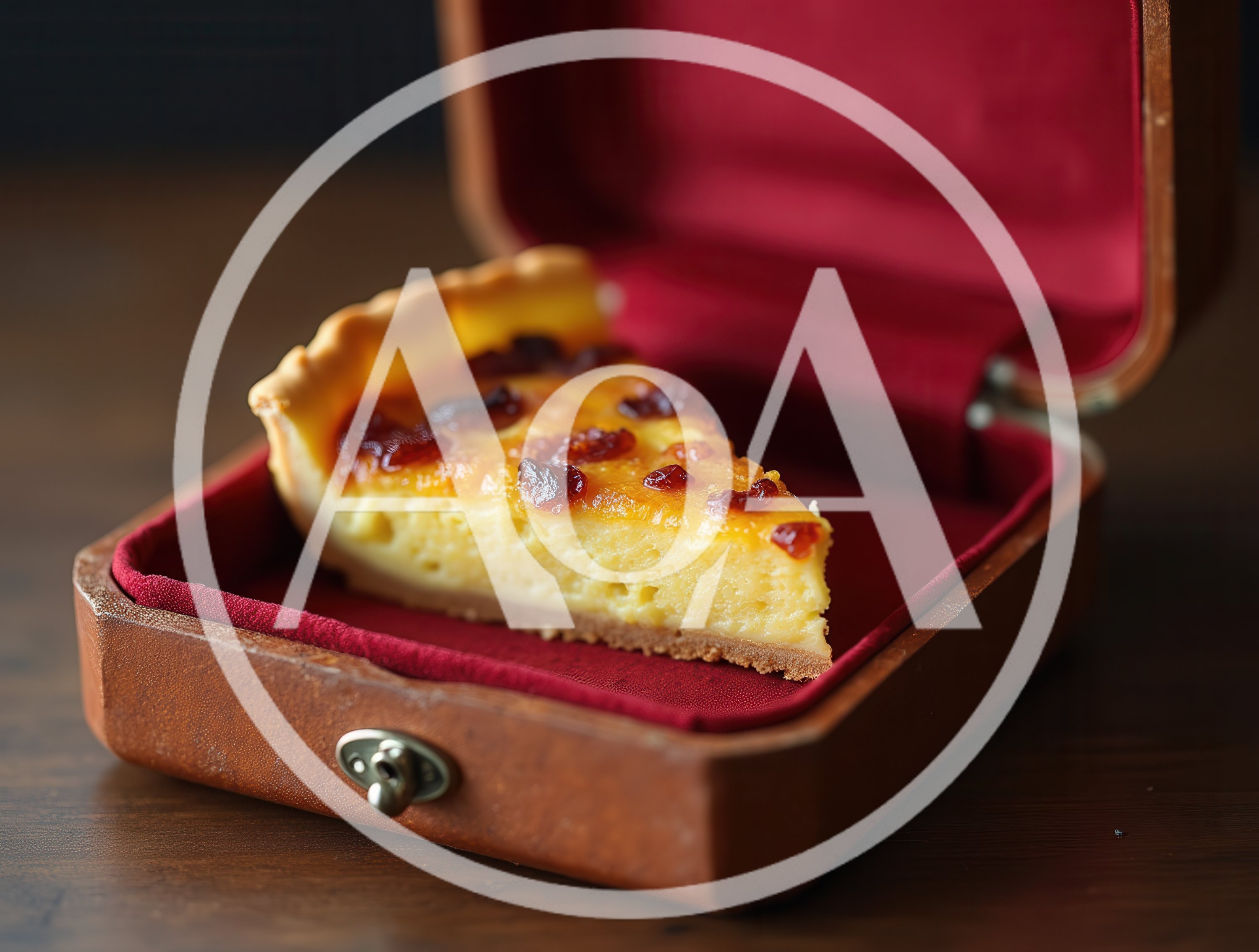 Slice Of Custard Tart In A Velvet Lined Box