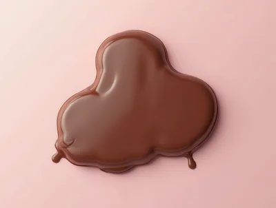Glossy Melted Chocolate Puddle On Pink Background