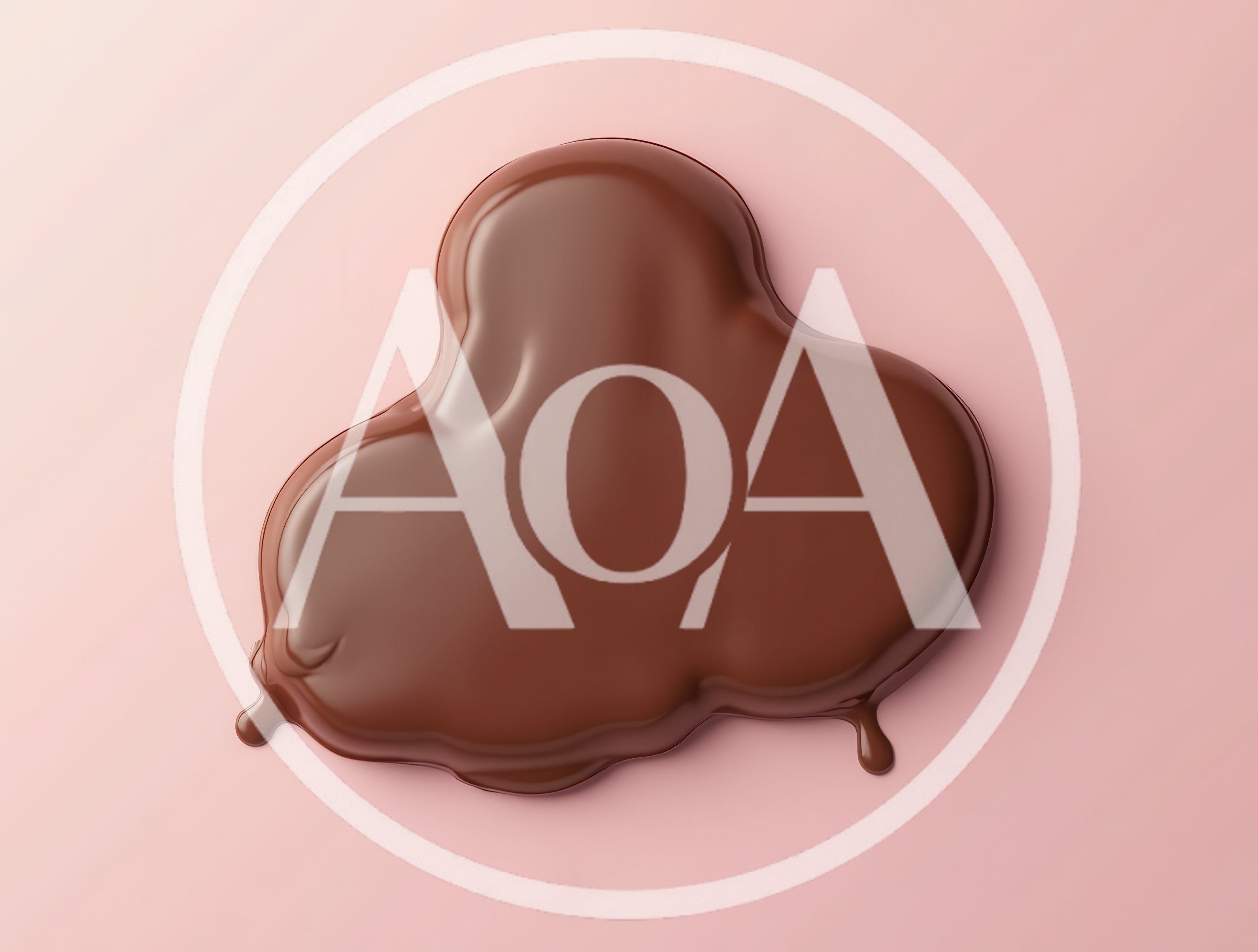 Glossy Melted Chocolate Puddle On Pink Background