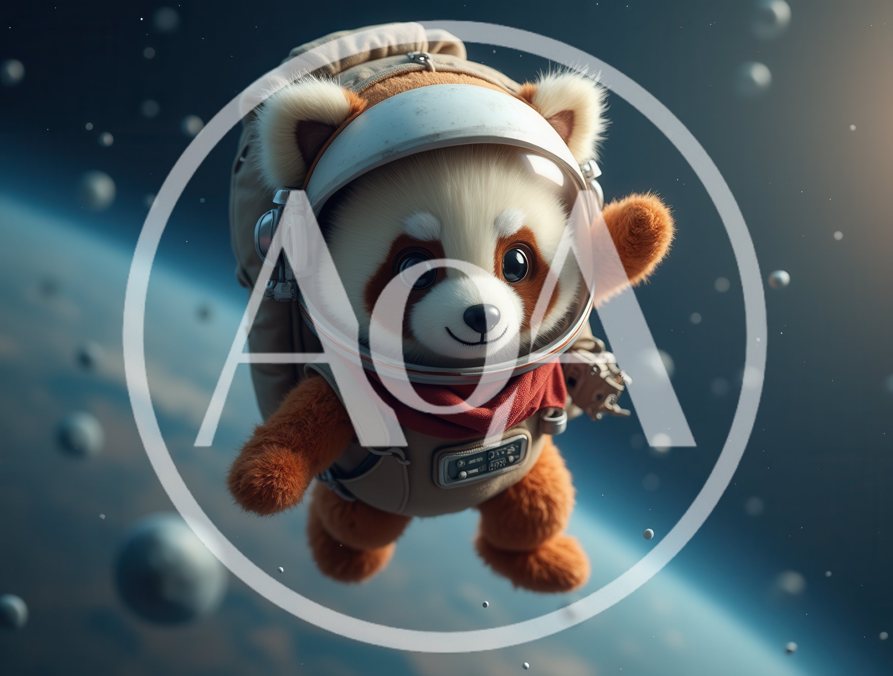 Cute Red Panda Astronaut Floating In Outer Space