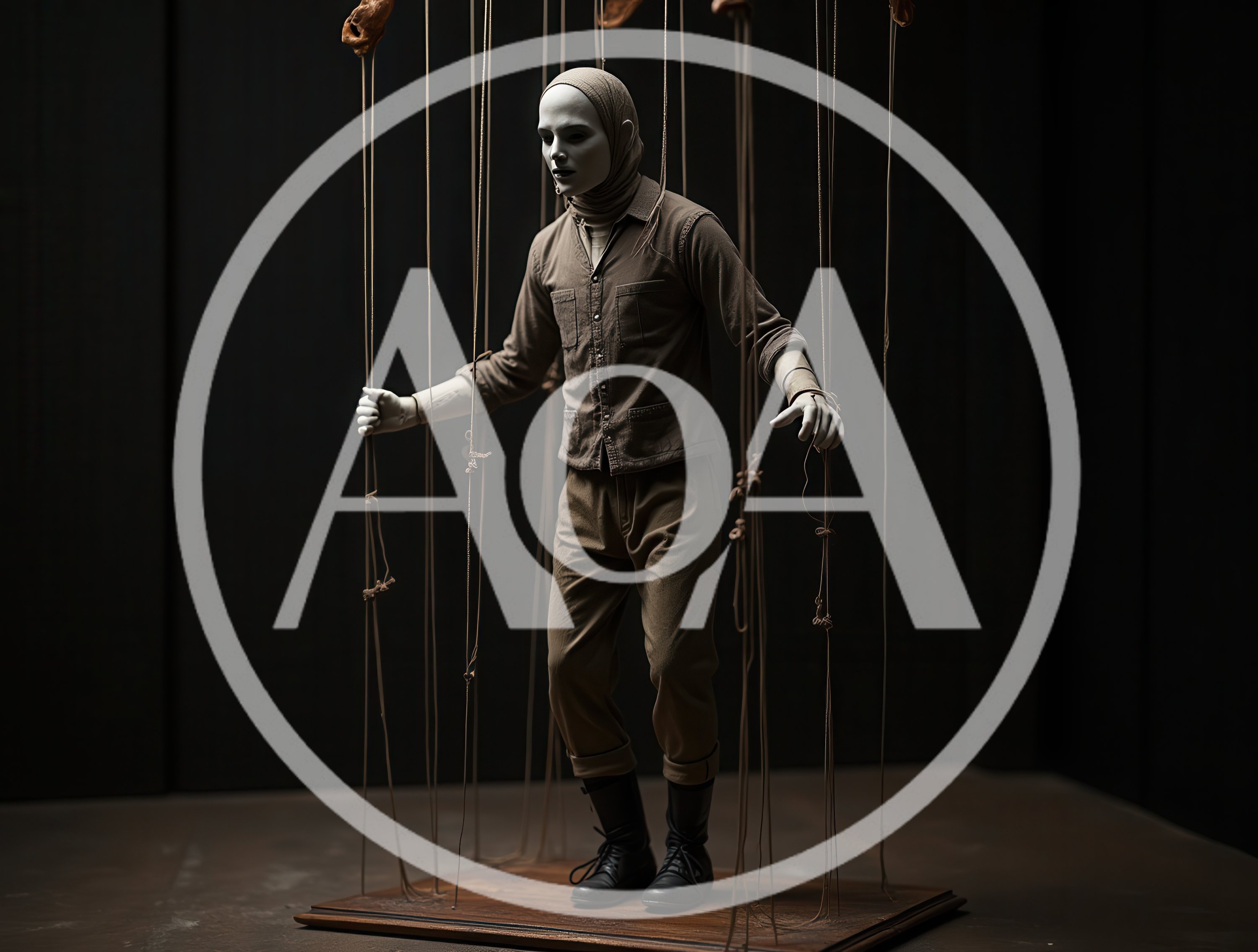 Surreal Marionette Figure Suspended By Strings