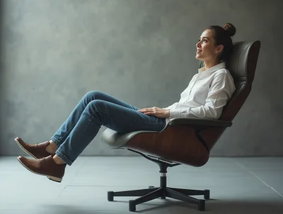 Young Woman Relaxing In A Modern Office Chair