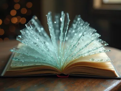 Open Book With Translucent Glass Pages