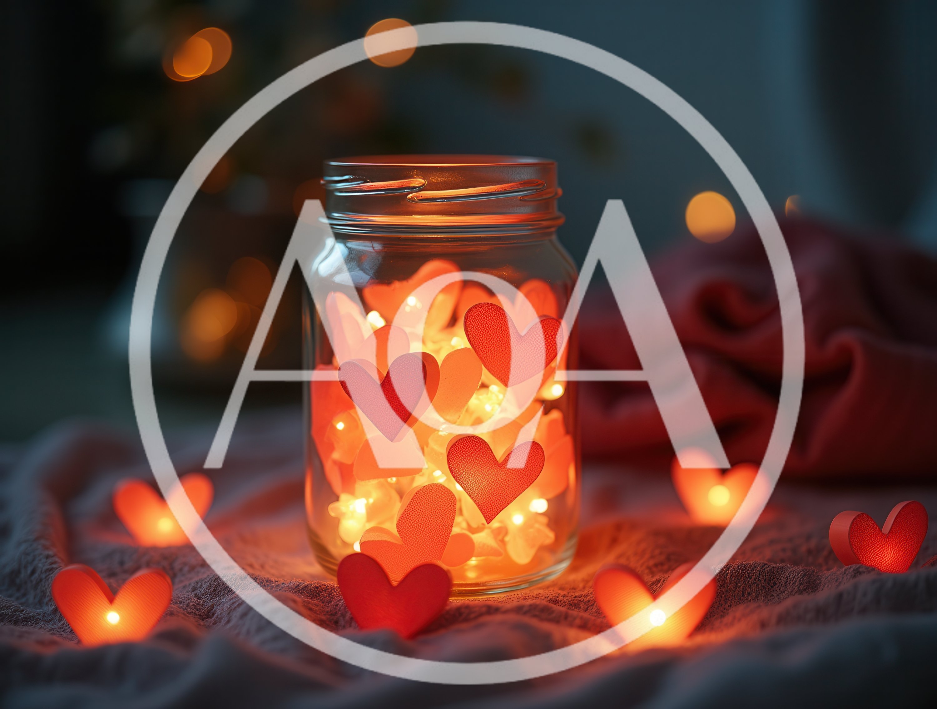 Glowing Heart Shaped Lights Inside A Glass Jar