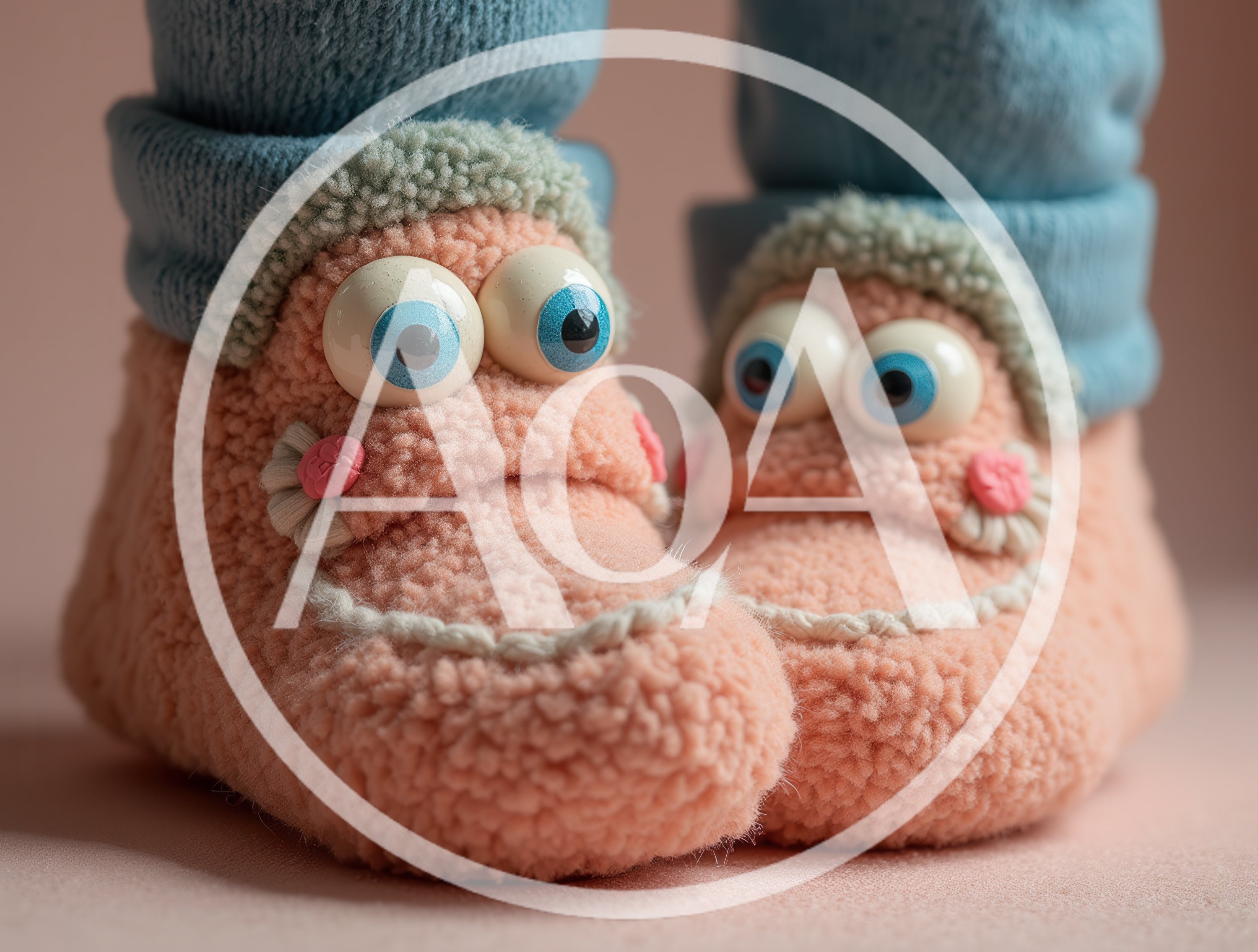 Pair Of Fuzzy Pink Slippers With Googly Eyes