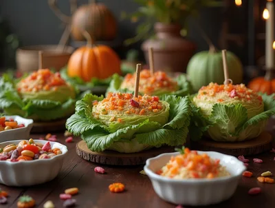 Festive Cabbage Bowls With Toppings For Thanksgiving