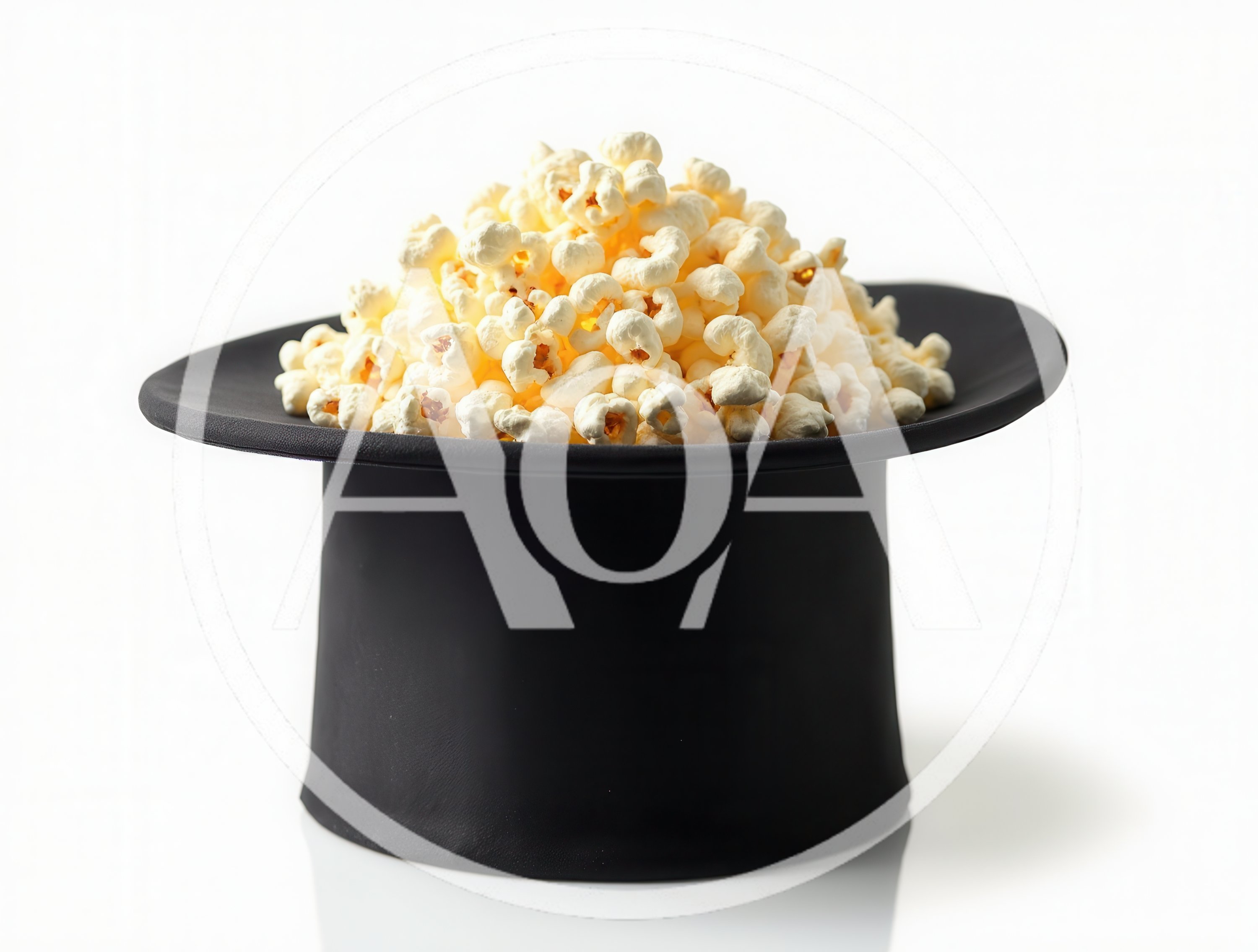 Popcorn Piled High Inside A Black Top Hat