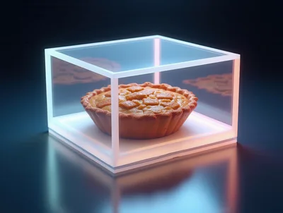Small Tart Inside A Glowing Neon Display Case