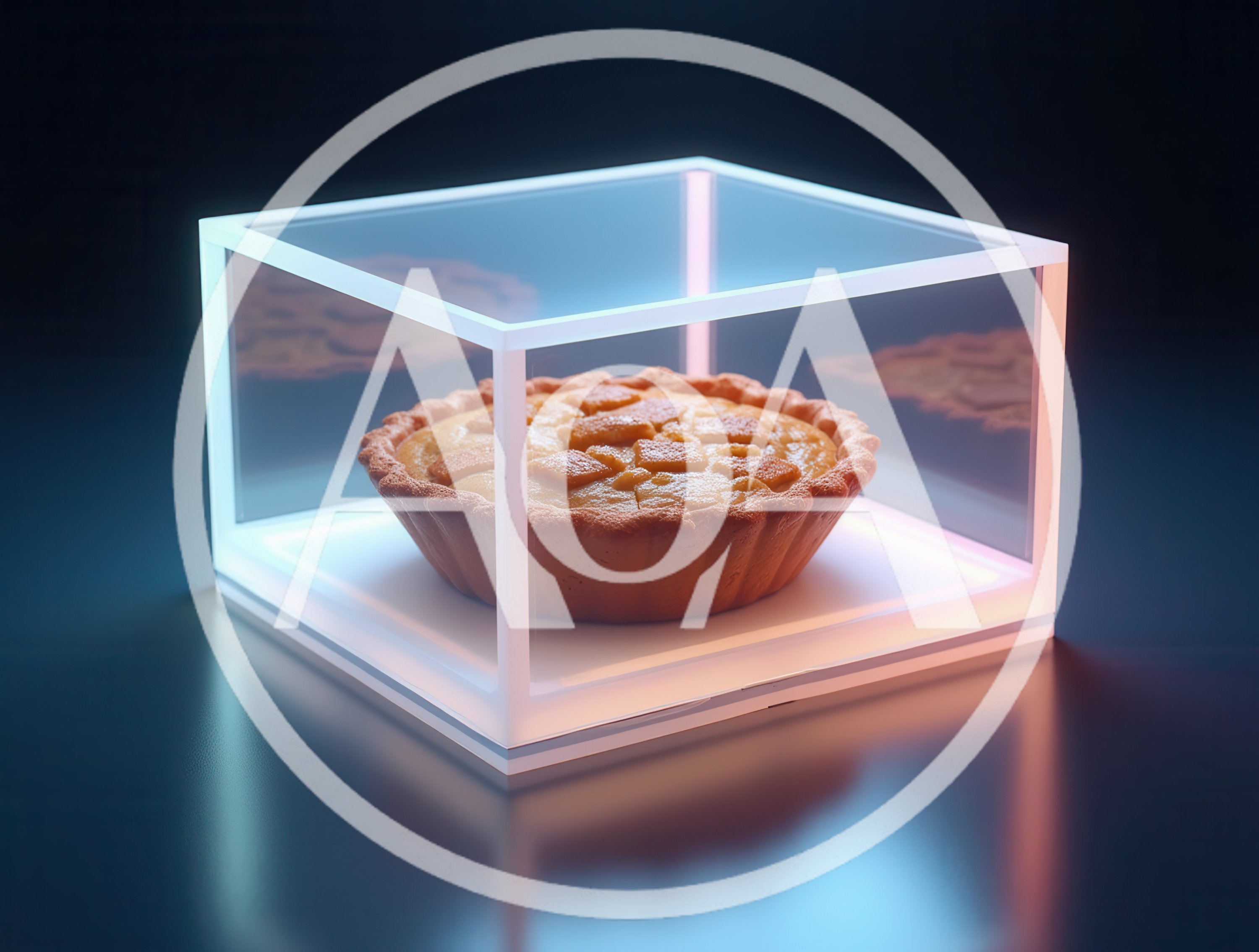 Small Tart Inside A Glowing Neon Display Case