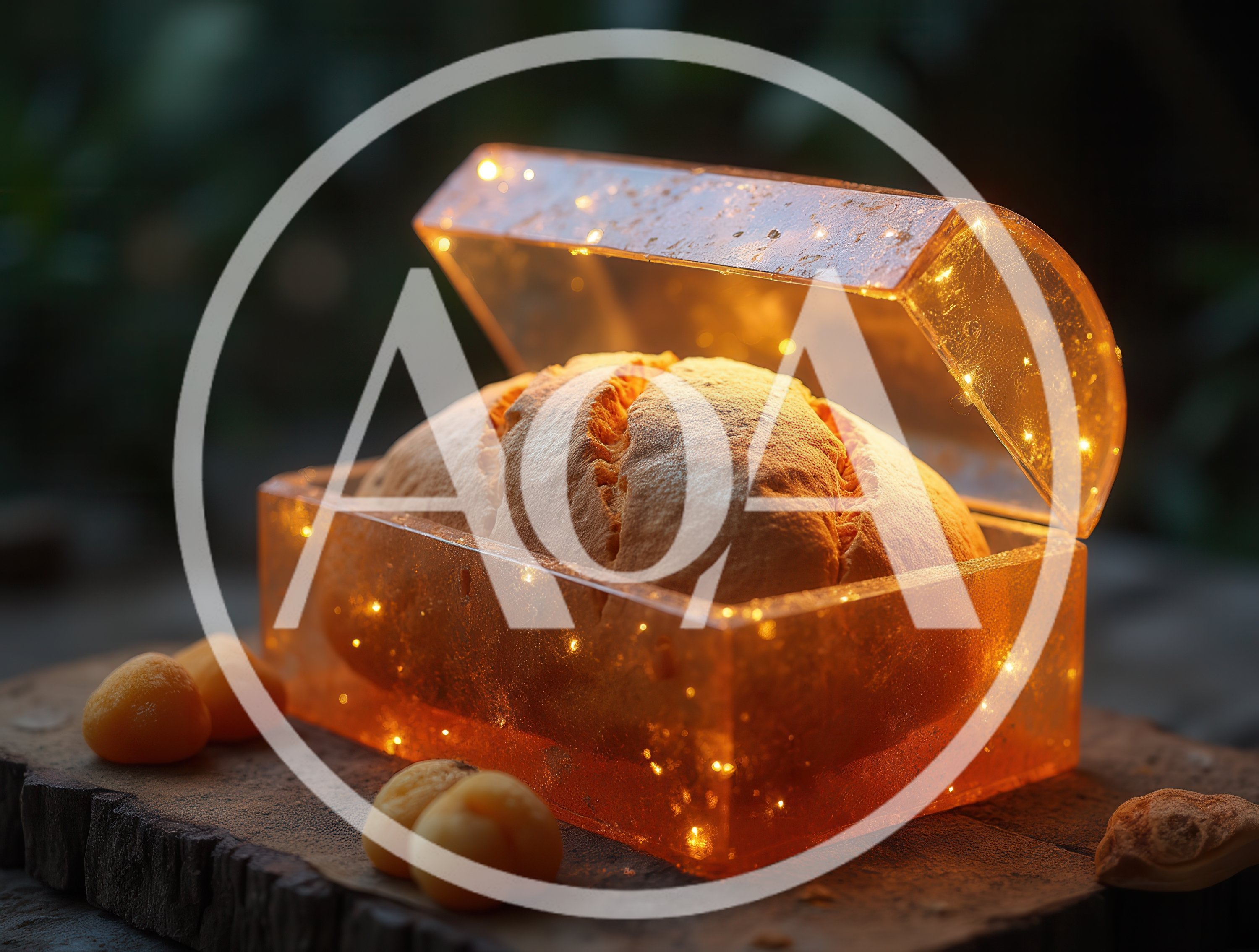 Fresh Loaf Of Bread Inside A Glowing Amber Box