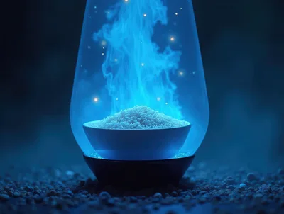 Bowl Of Rice With Magical Blue Energy
