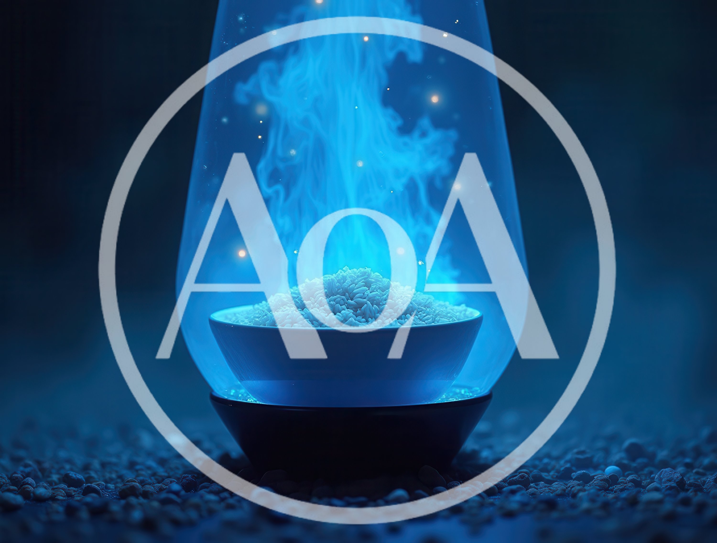 Bowl Of Rice With Magical Blue Energy