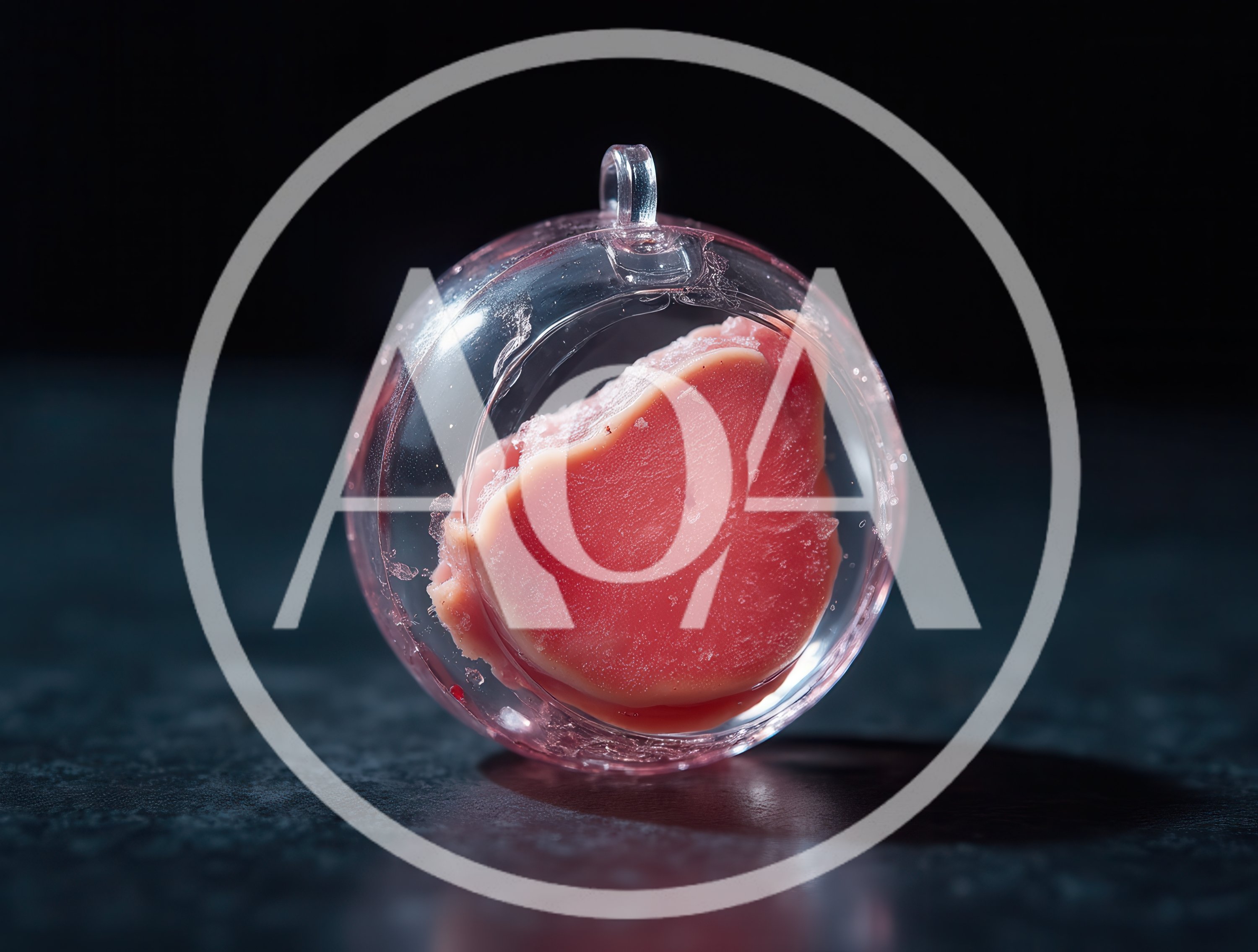 Raw Meat Piece Inside A Clear Glass Ornament