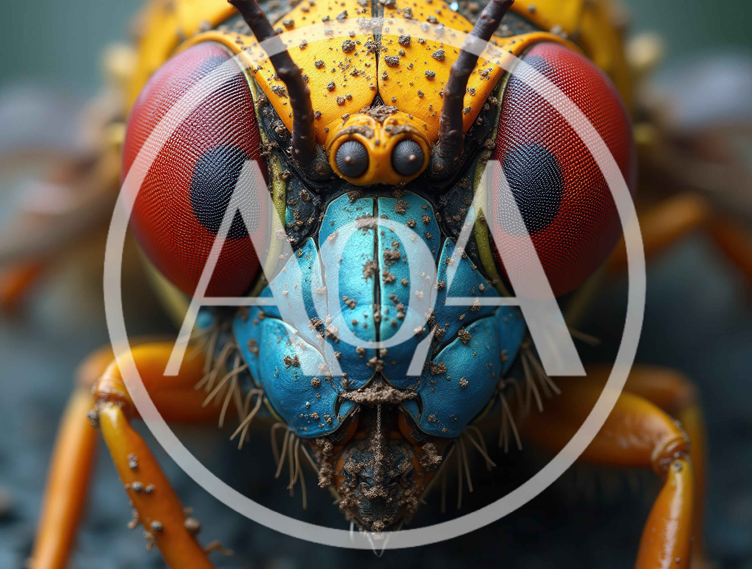 Extreme Macro Close Up Of A Colorful Insect Head