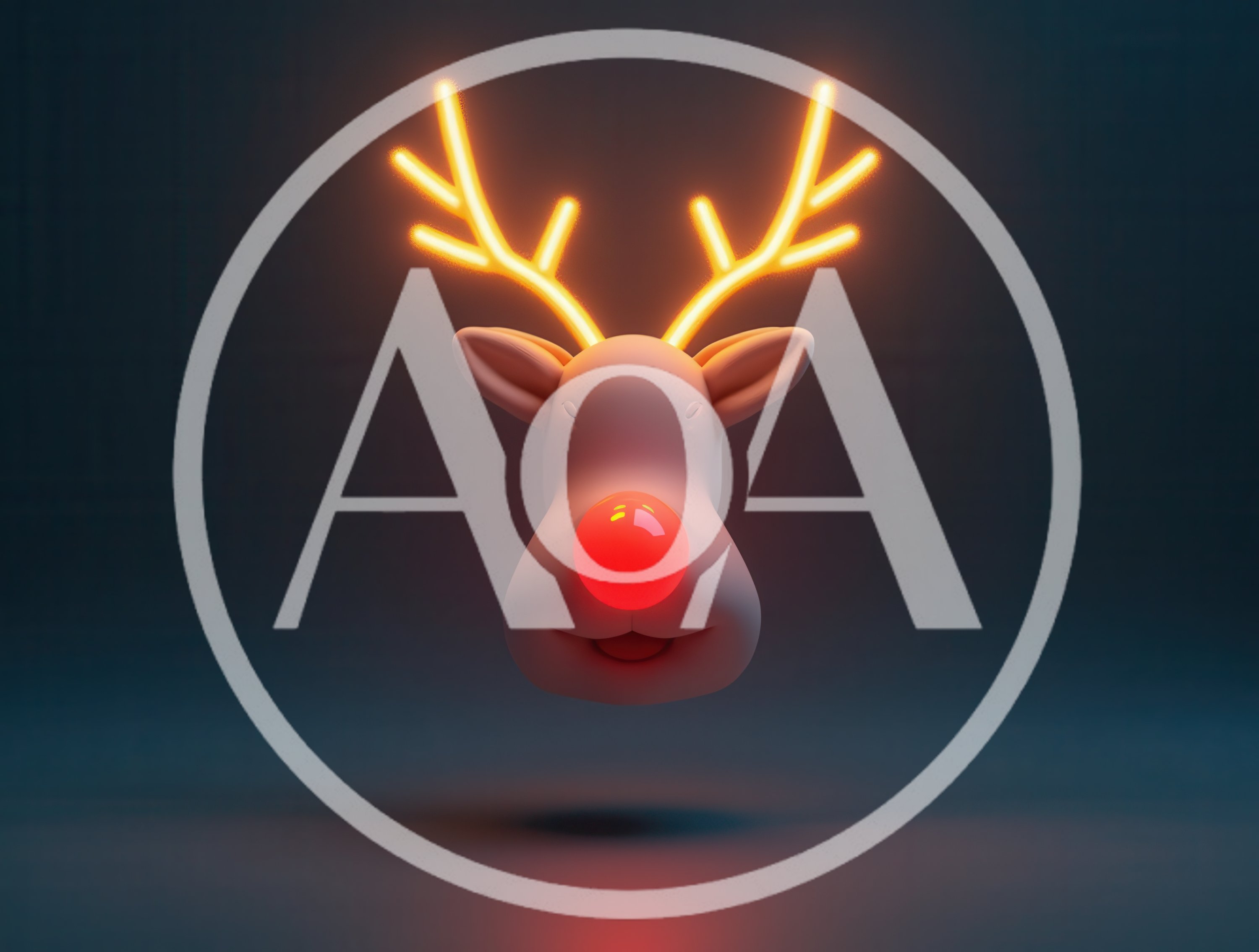 3D Rendered Reindeer Head With Glowing Neon Antlers