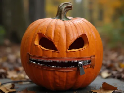 Jack O Lantern Pumpkin With Zipper Mouth