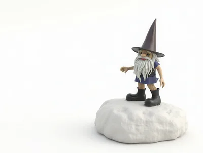 3D Rendered Cartoon Wizard Gnome Standing On A Rock