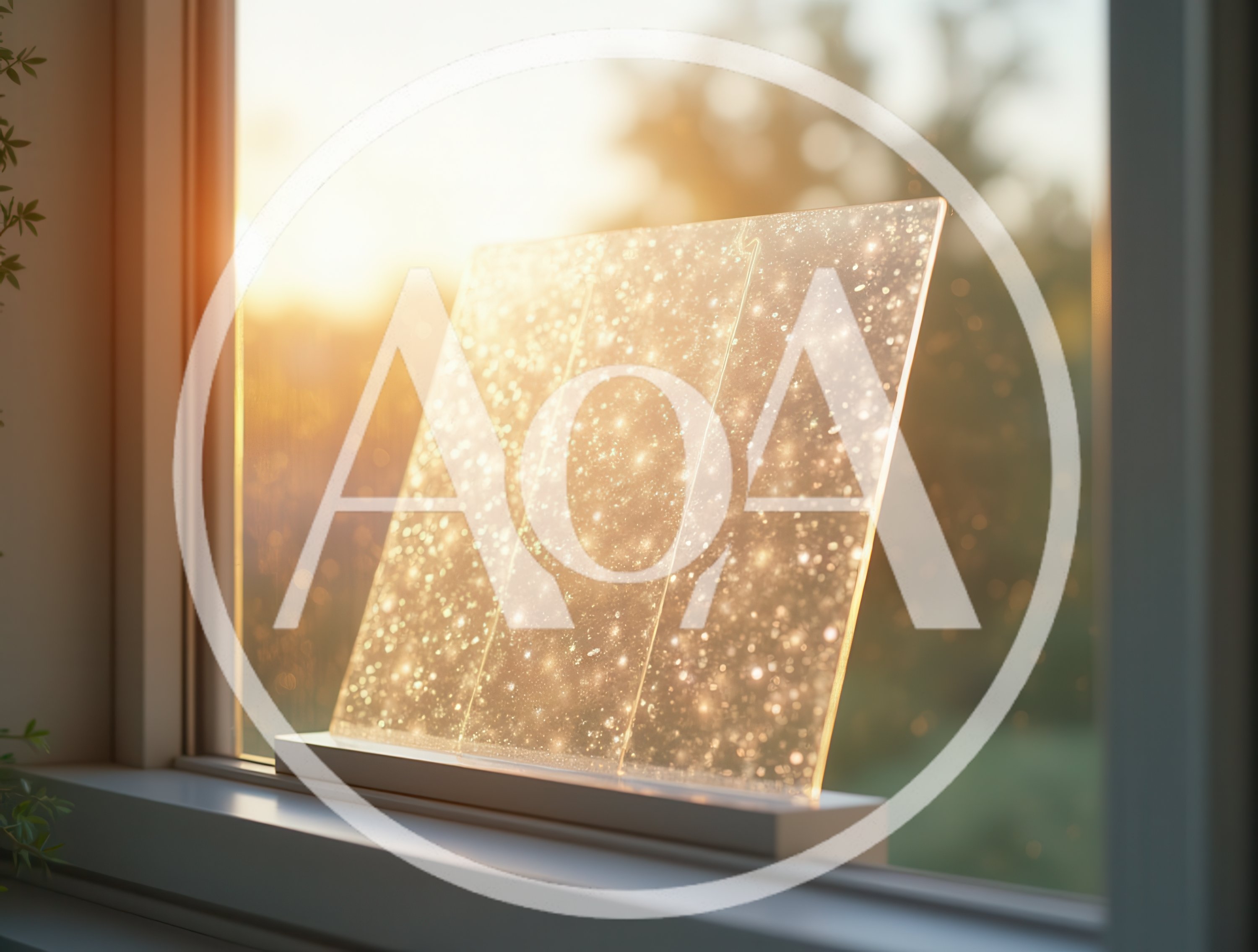 Transparent Solar Panel Standing On A Sunny Windowsill