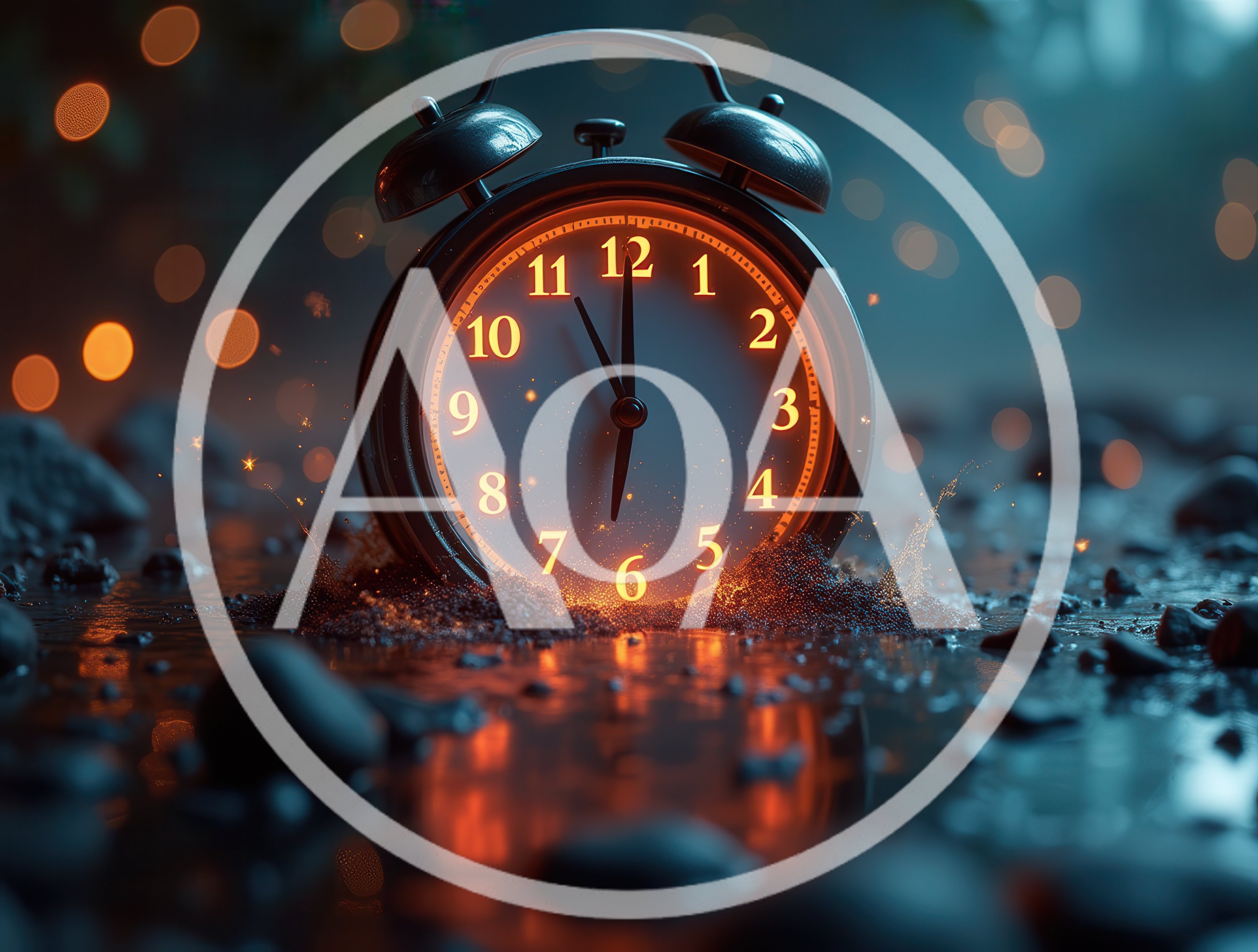 Glowing Alarm Clock Partially Submerged In Water