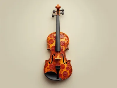 Pepperoni Pizza Shaped Violin Musical Instrument