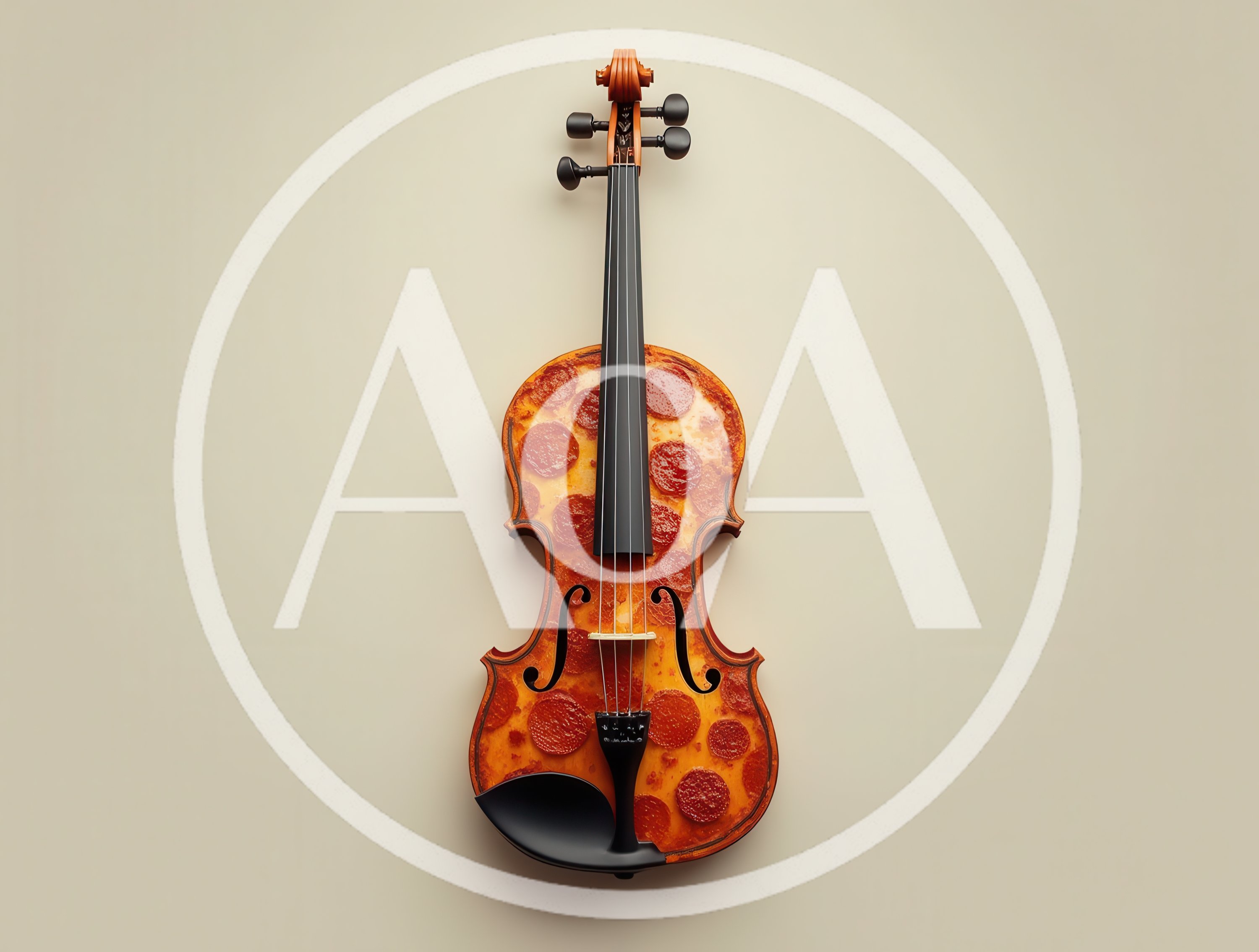Pepperoni Pizza Shaped Violin Musical Instrument