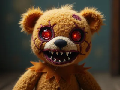 Creepy Teddy Bear With Glowing Red Eyes