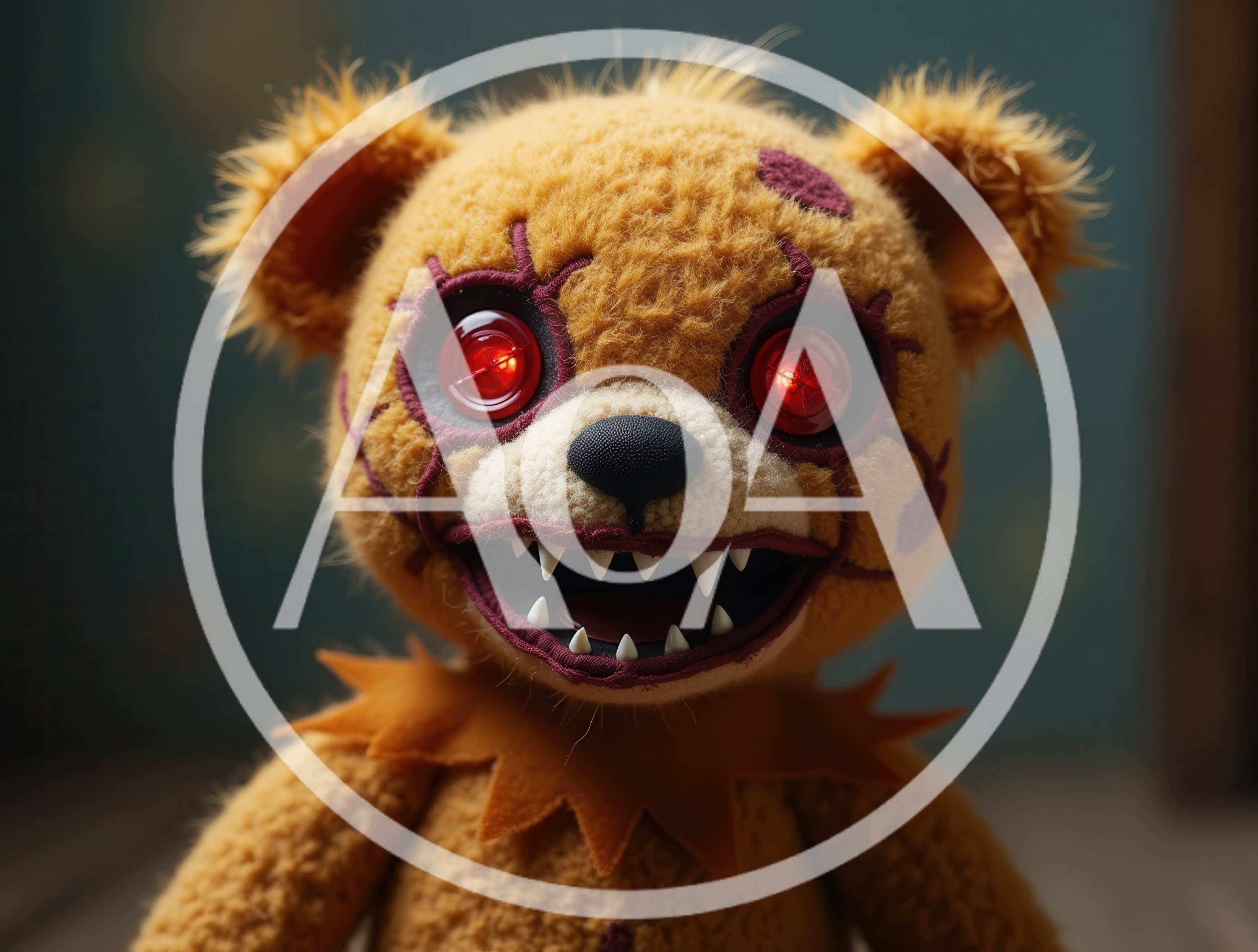Creepy Teddy Bear With Glowing Red Eyes