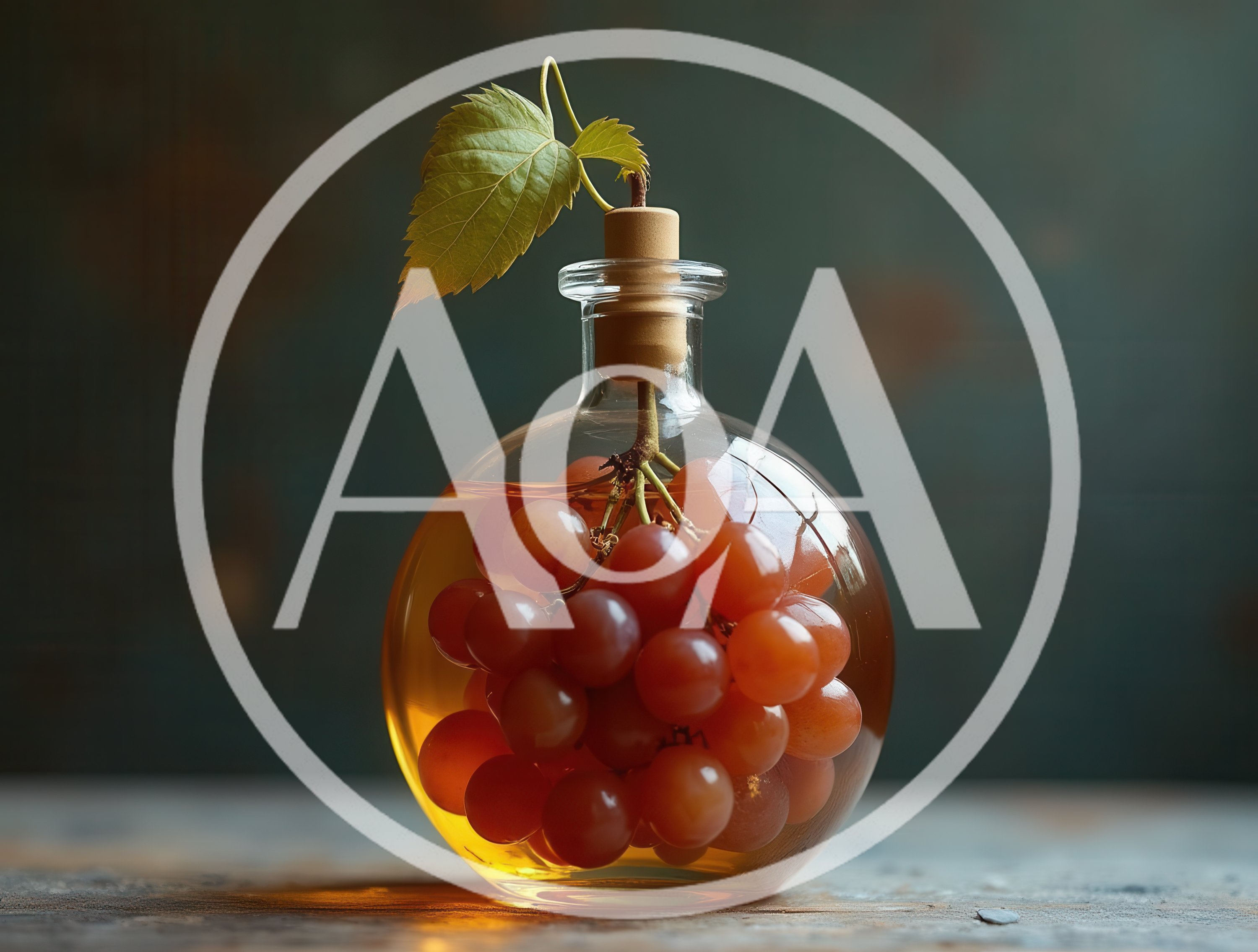 Grapes Inside A Glass Bottle With Cork Stopper