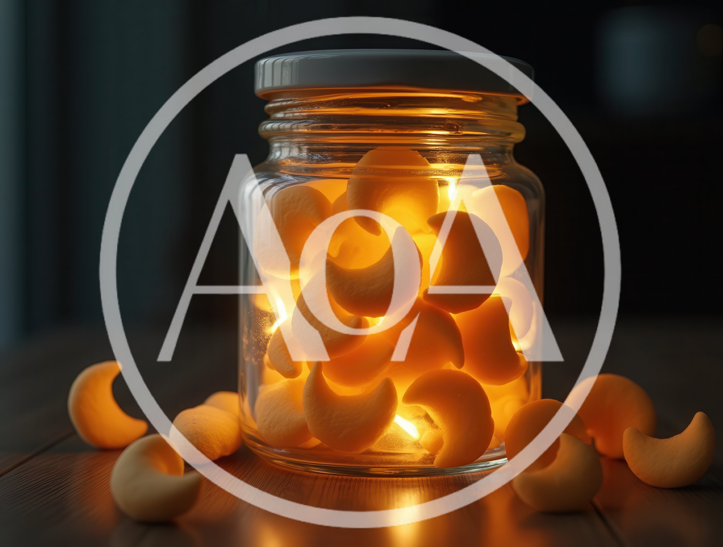 Glowing Crescent Moon Shaped Treats In A Glass Jar