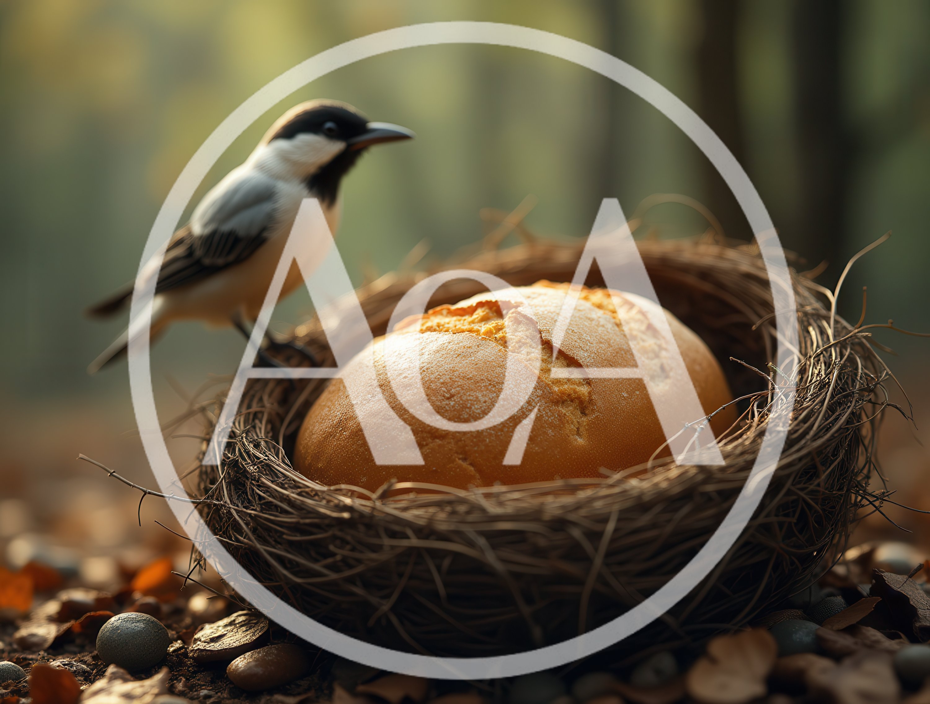 Small Bird Perched Beside A Loaf Of Bread In A Nest