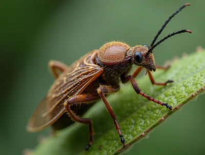 Macro Close Up Of A Textured Brown Beetle