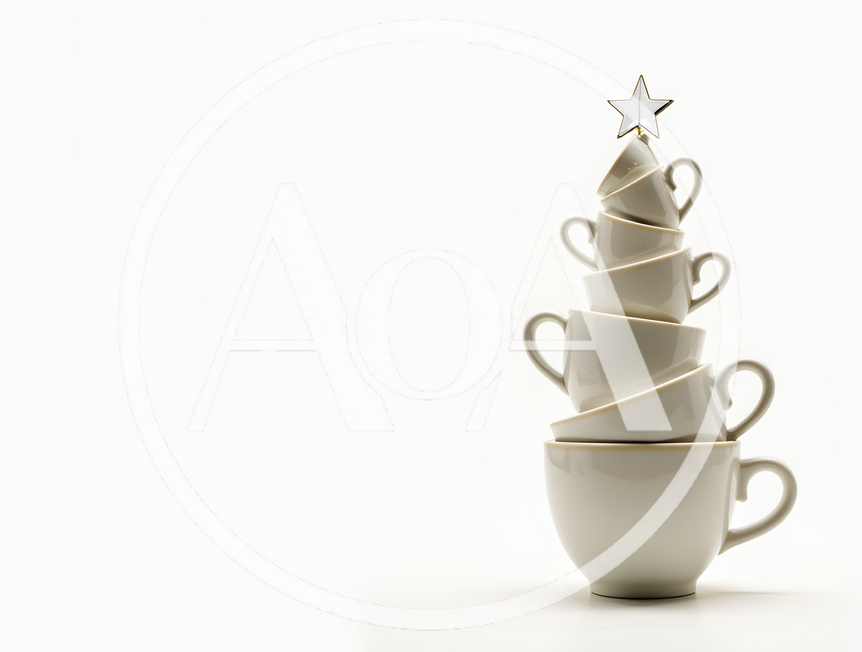 Stack Of White Coffee Cups As A Christmas Tree