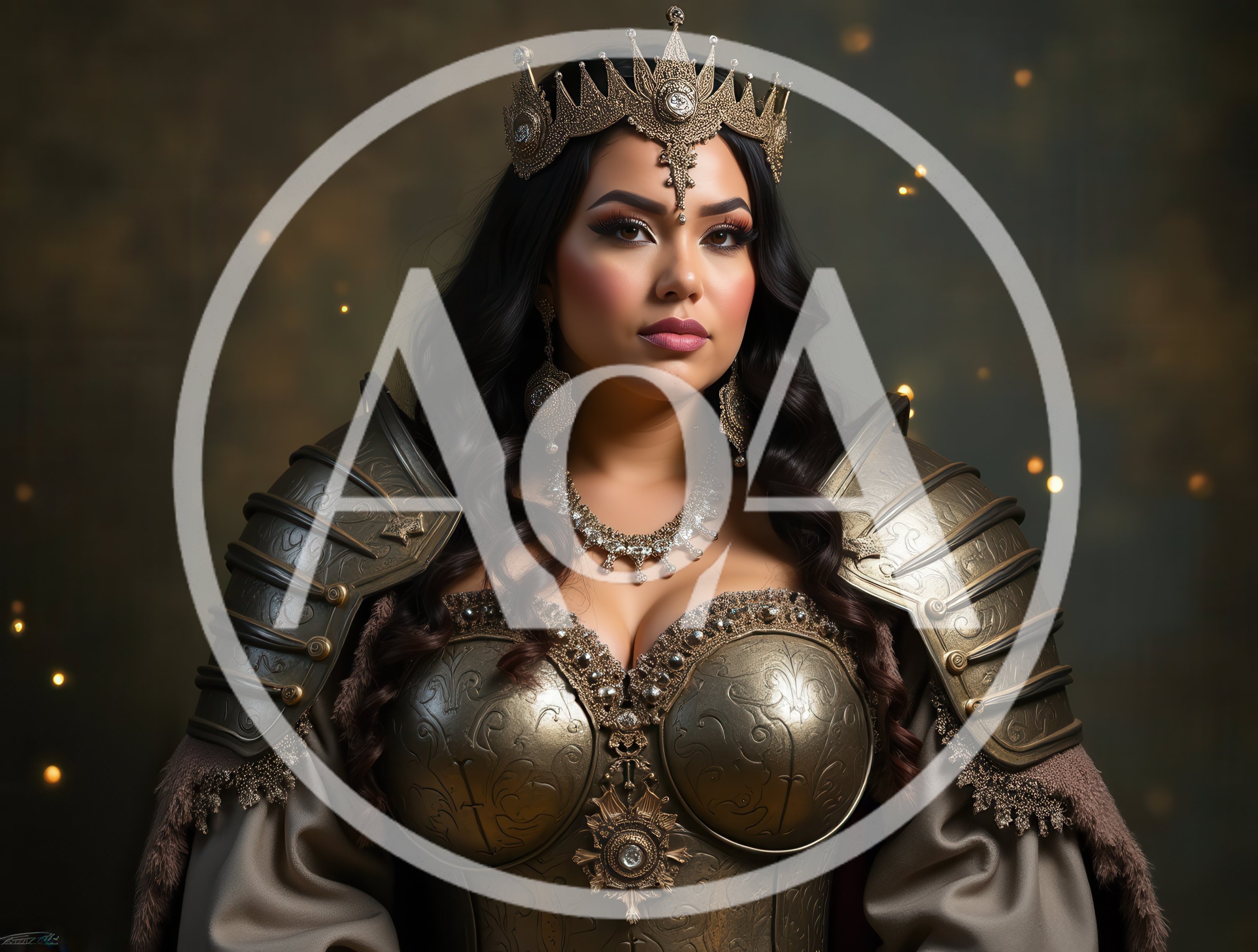 Portrait Of A Regal Warrior Queen In Golden Armor