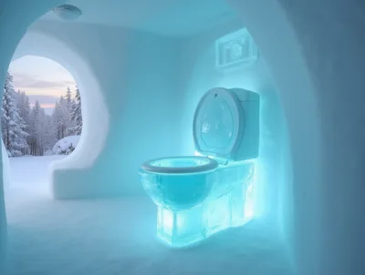 Ice Toilet Inside A Frozen Igloo Room