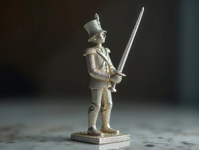 Gold Nutcracker Soldier Figurine Holding A Sword