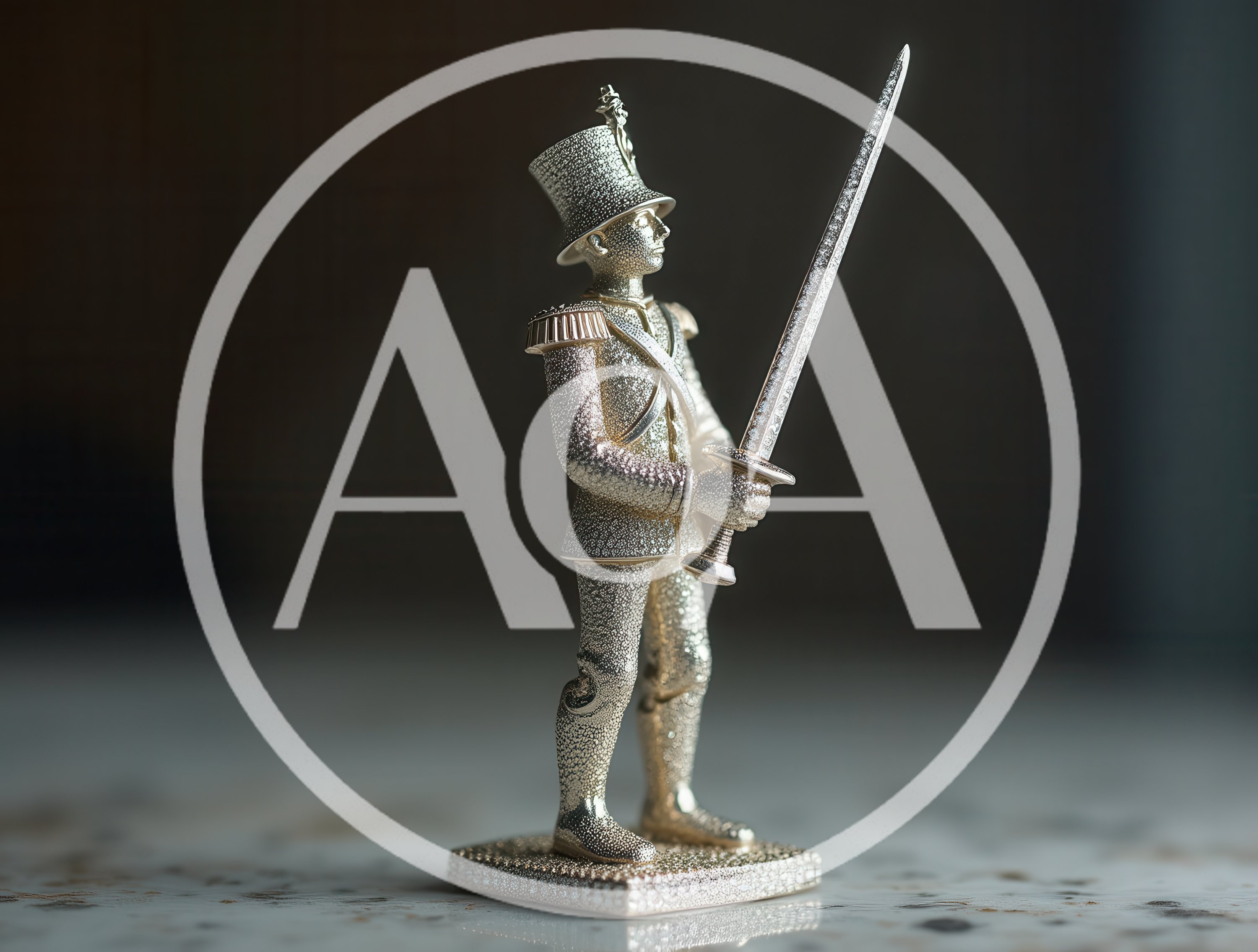 Gold Nutcracker Soldier Figurine Holding A Sword