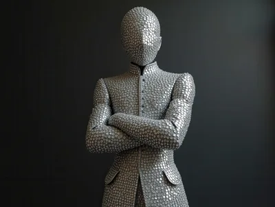 Mannequin Dressed In A Silver Studded Suit