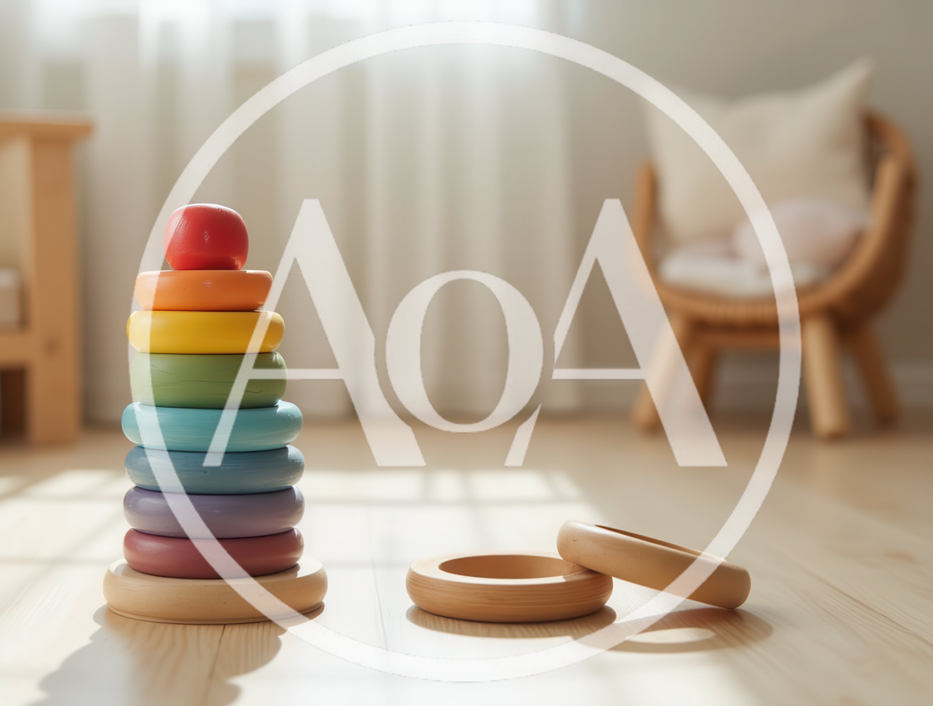 Wooden Stacking Ring Toy on Nursery Floor