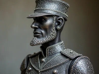 Ornate Metallic Bust Of A Military Figure