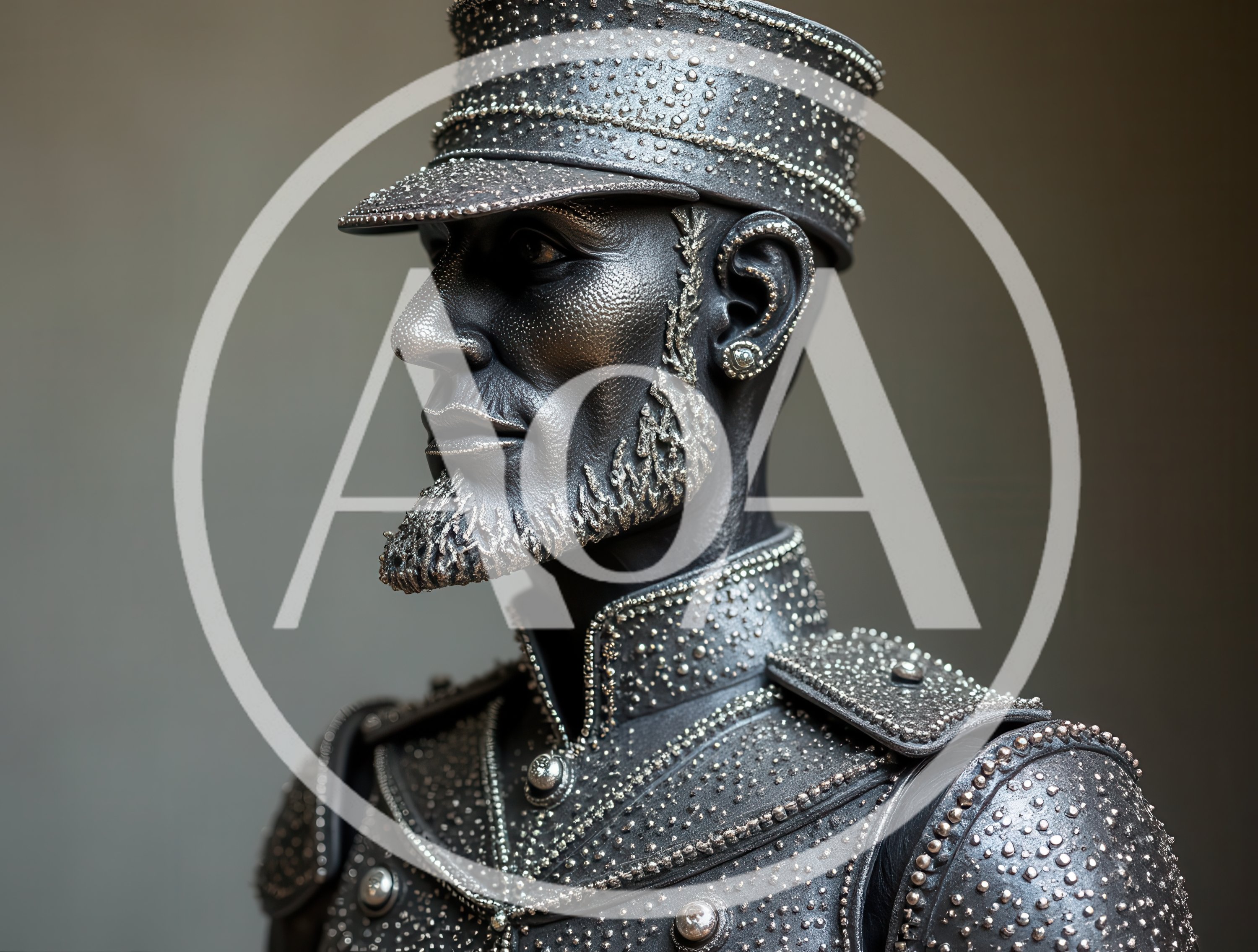 Ornate Metallic Bust Of A Military Figure
