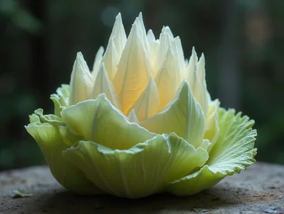 Artistic Carved Cabbage Shaped Like A Lotus Flower