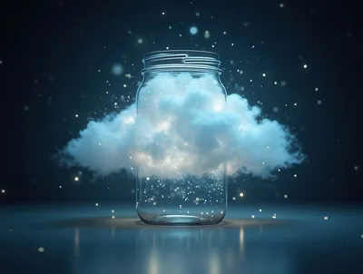 Glowing Cloud Trapped Inside A Glass Jar