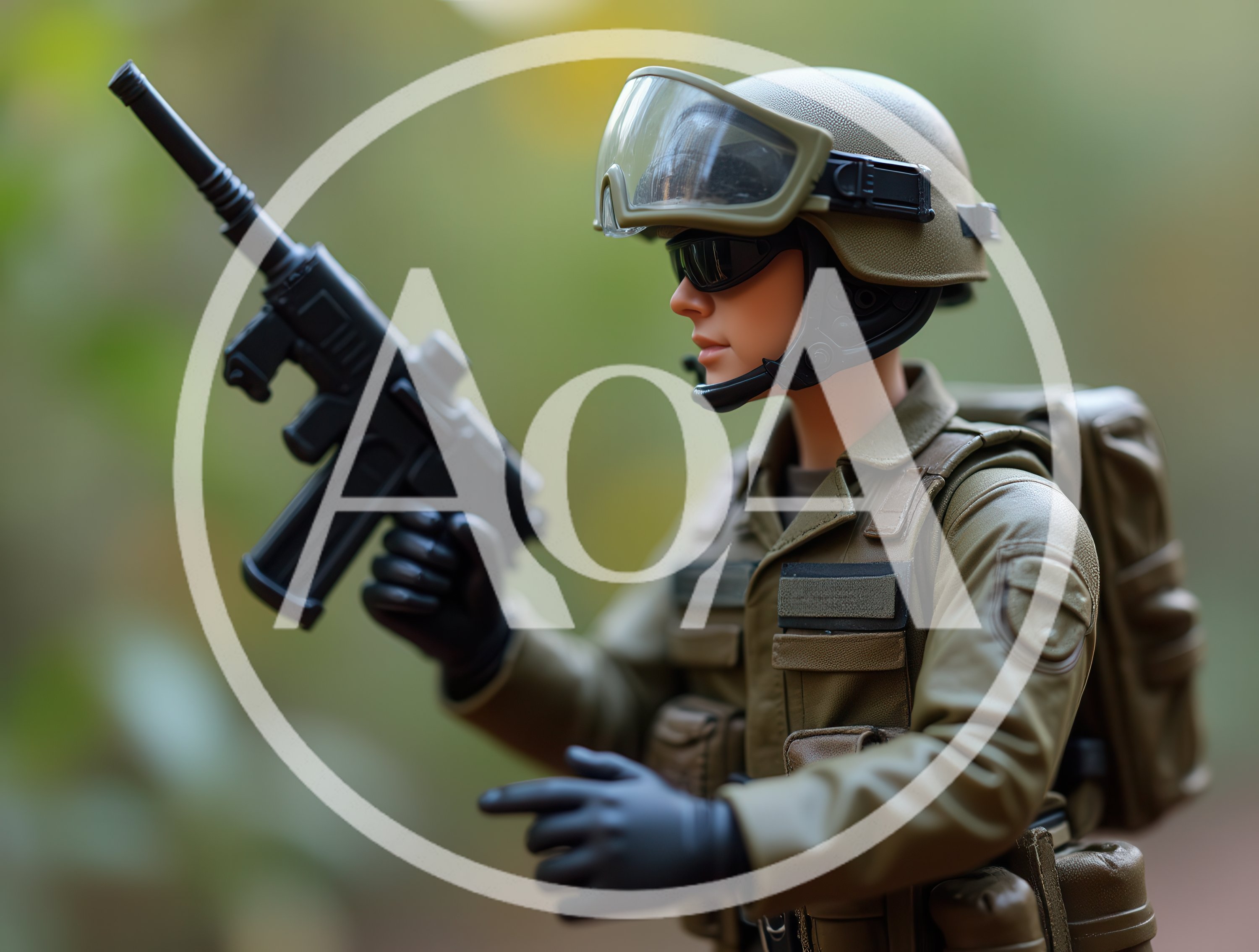 Action Figure Soldier Holding A Toy Rifle