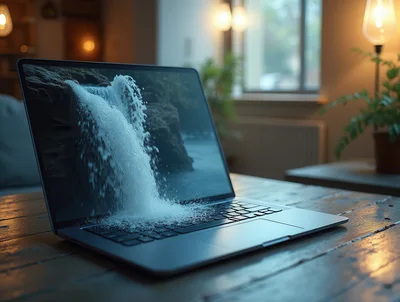 Waterfall Flowing Out Of Laptop Screen