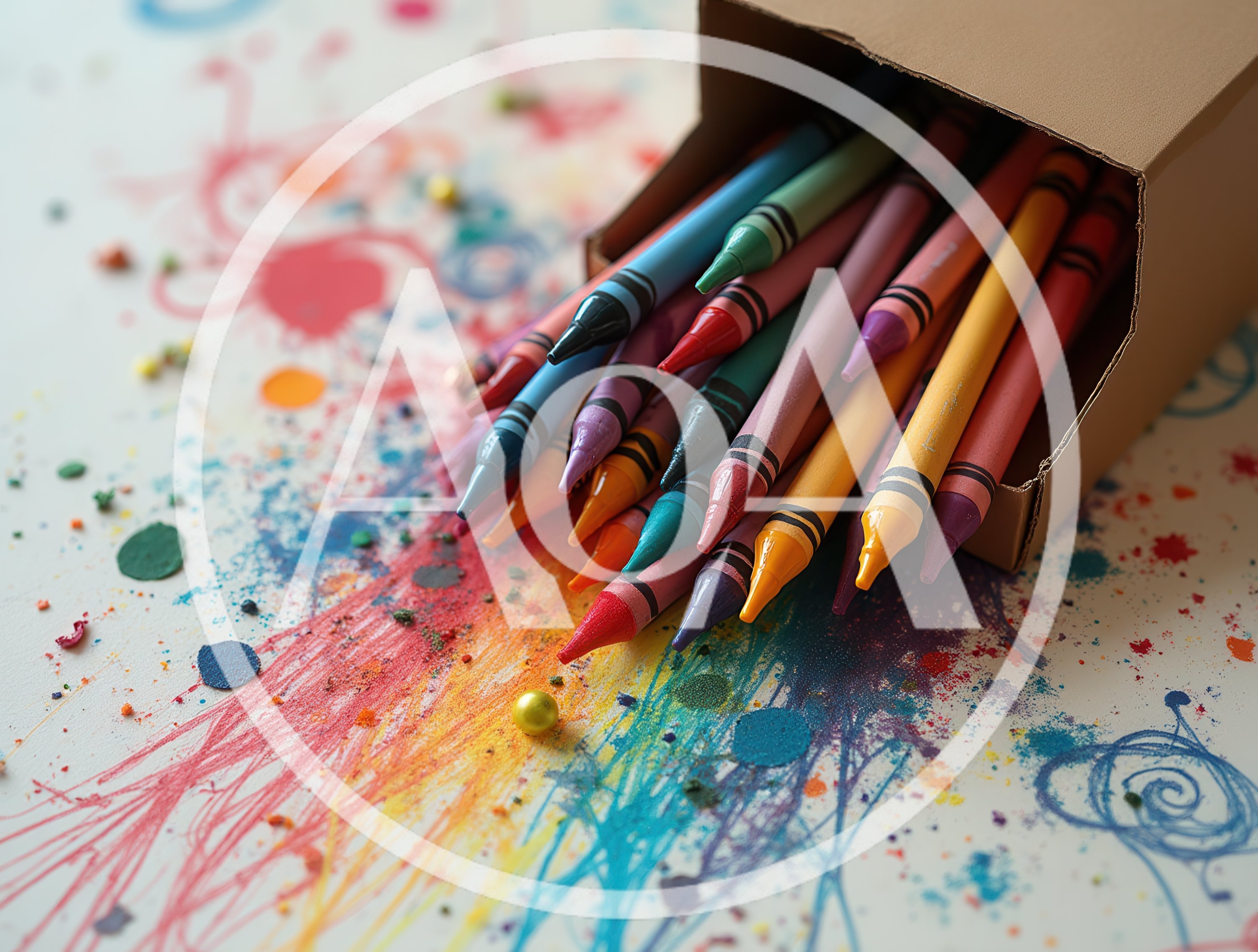 Colorful Crayons Spilling From A Cardboard Box