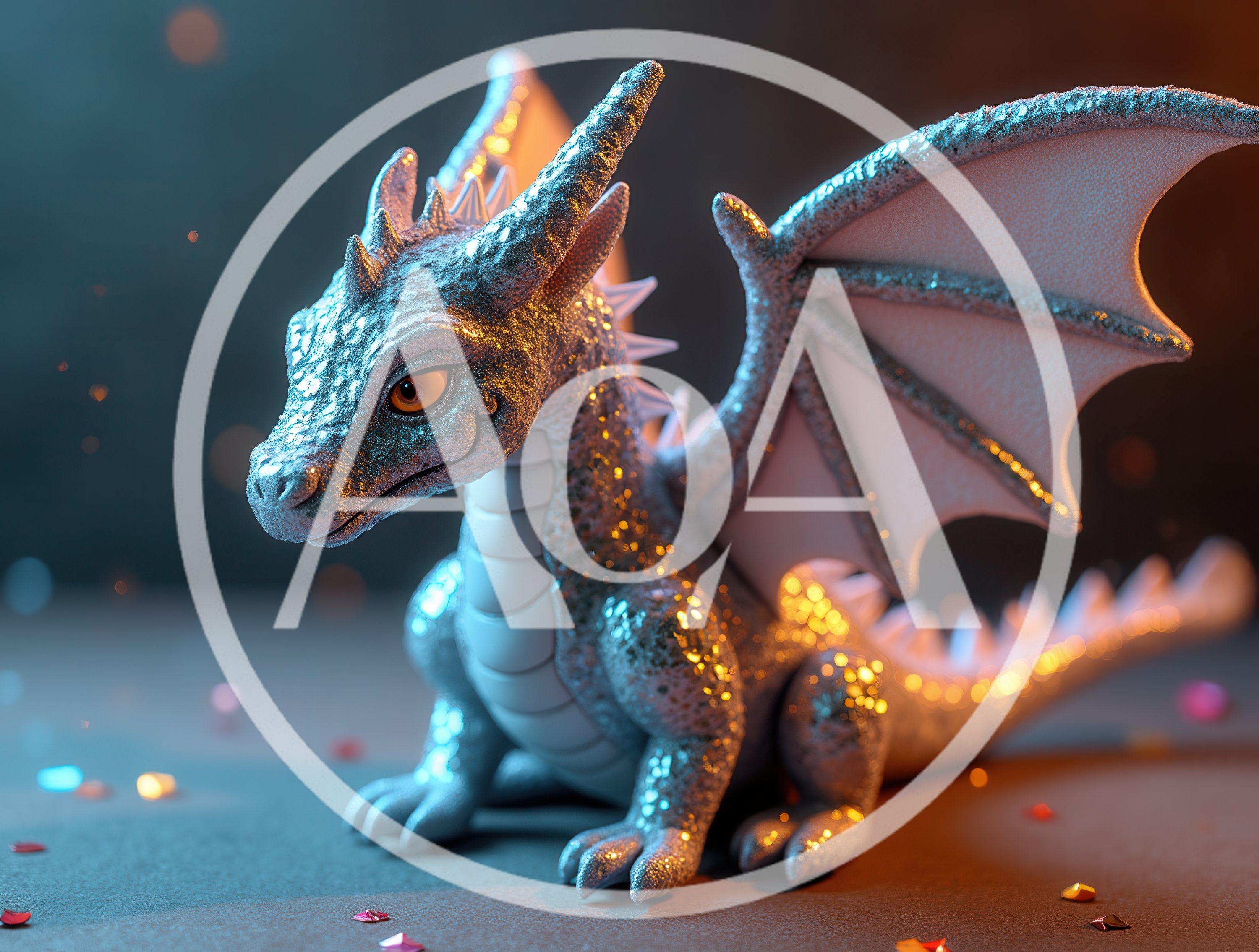 Sparkling Silver Baby Dragon Figurine