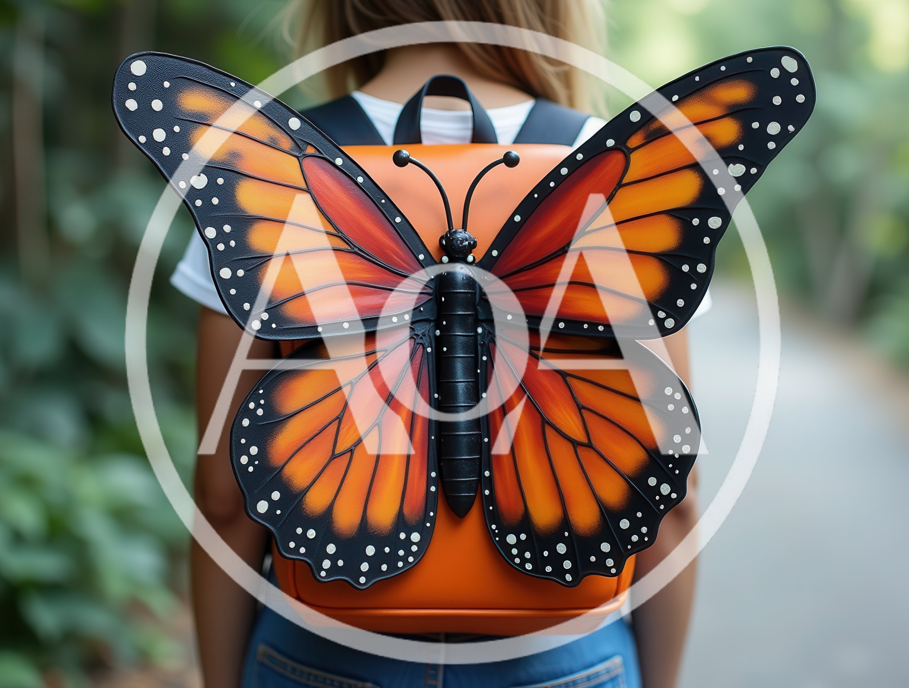 Person Wearing A Monarch Butterfly Shaped Backpack