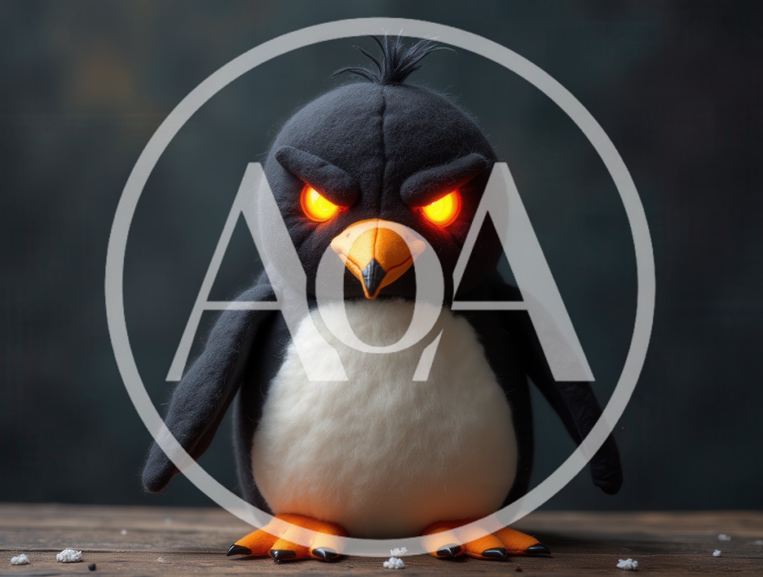 Angry Plush Penguin Toy With Glowing Eyes